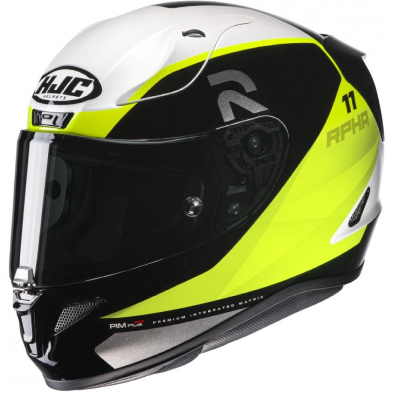Casque moto intégral HJC RPHA 11 Texen MC3H blanc-jaune-noir