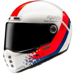 Casque moto intégral HJC V10 Fabio Quartararo 20 Retro blanc-rouge-bleu