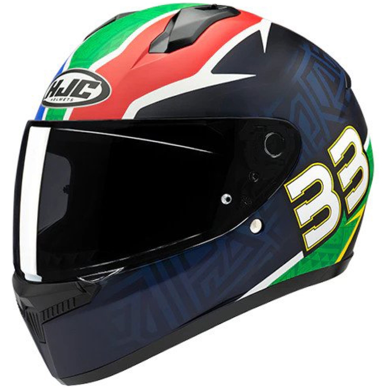 Casque moto intégral HJC C10 BB33 MC21SF bleu-vert-rouge