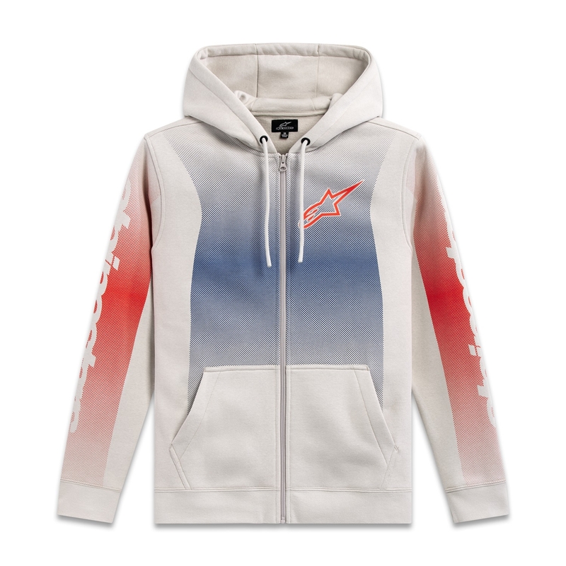 Sweat à capuche Alpinestars Arising blanc cassé-bleu-rouge
