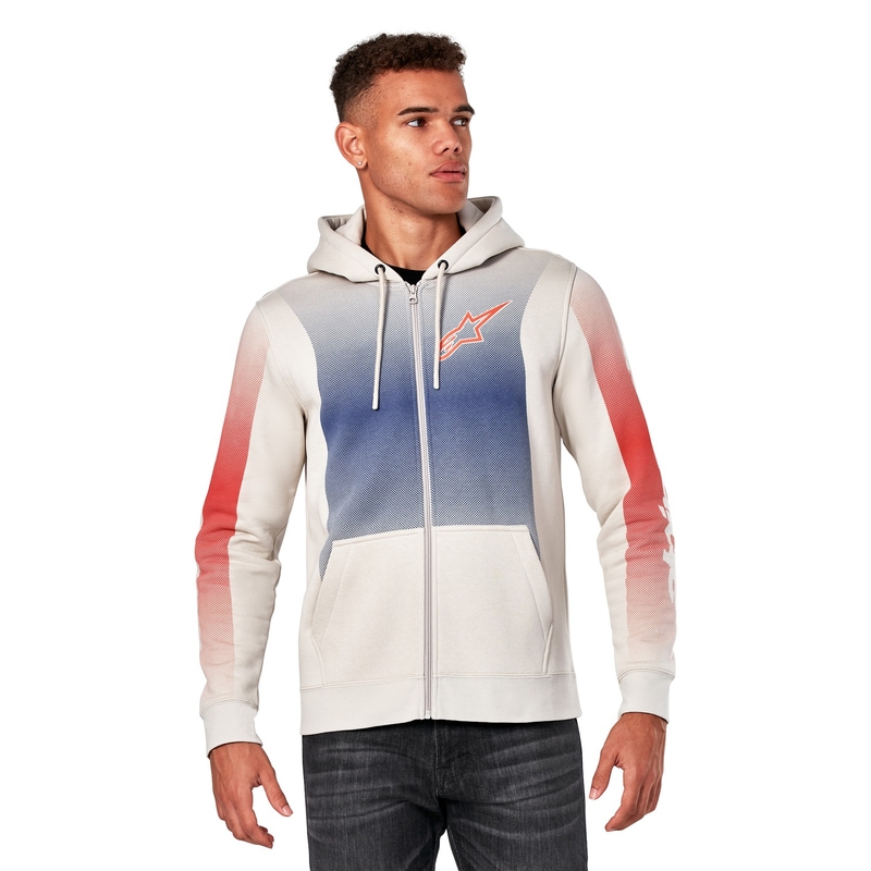 Sweat à capuche Alpinestars Arising blanc cassé-bleu-rouge