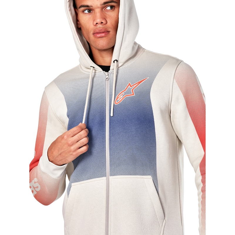 Sweat à capuche Alpinestars Arising blanc cassé-bleu-rouge