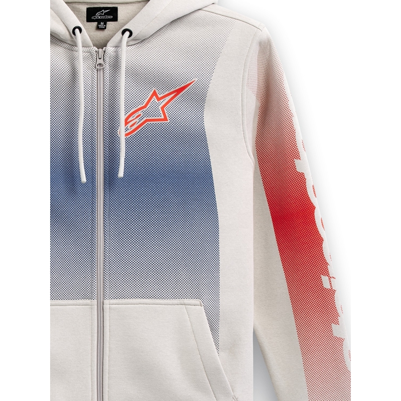 Sweat à capuche Alpinestars Arising blanc cassé-bleu-rouge