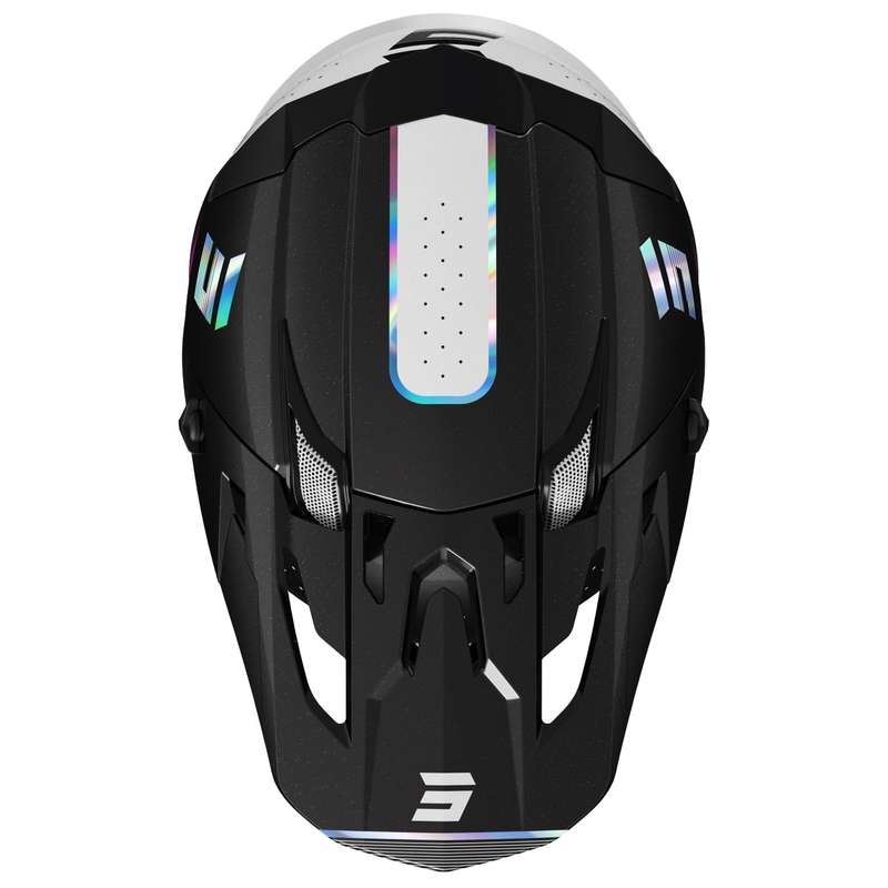Casque cross Shot Core Honor noir-perle holographique