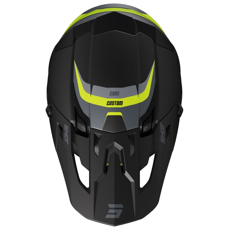 Casque cross Shot Core Custom noir-jaune fluo