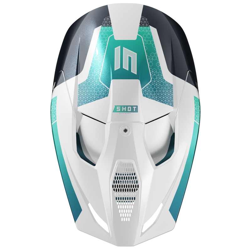 Casque cross Shot Race Phaser perle noir-turquoise-blanc
