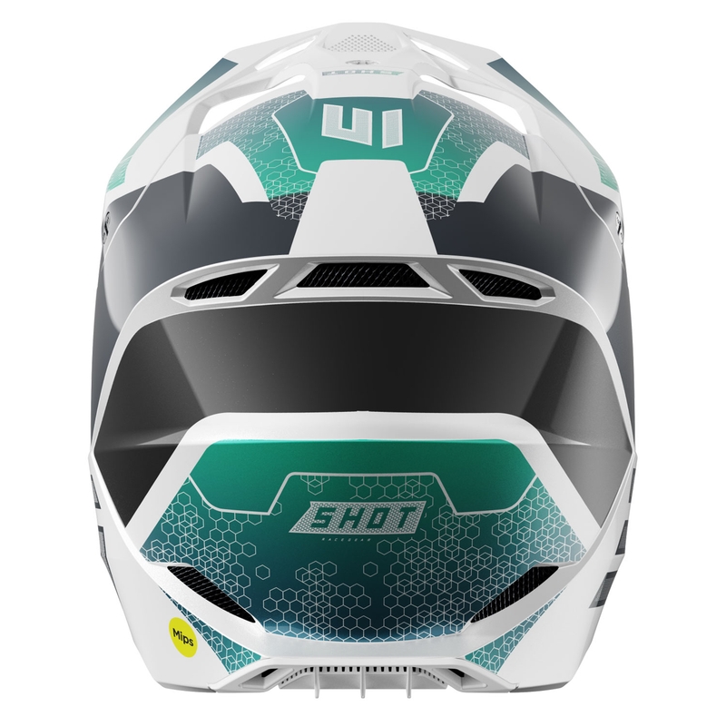 Casque cross Shot Race Phaser perle noir-turquoise-blanc