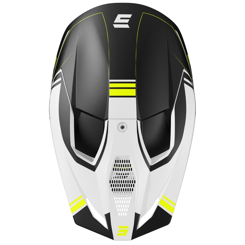Casque cross Shot Race Sprint noir-blanc-jaune fluo