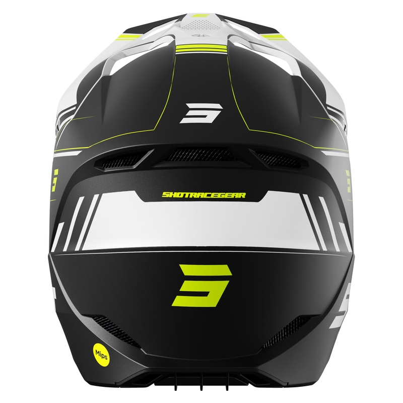 Casque cross Shot Race Sprint noir-blanc-jaune fluo