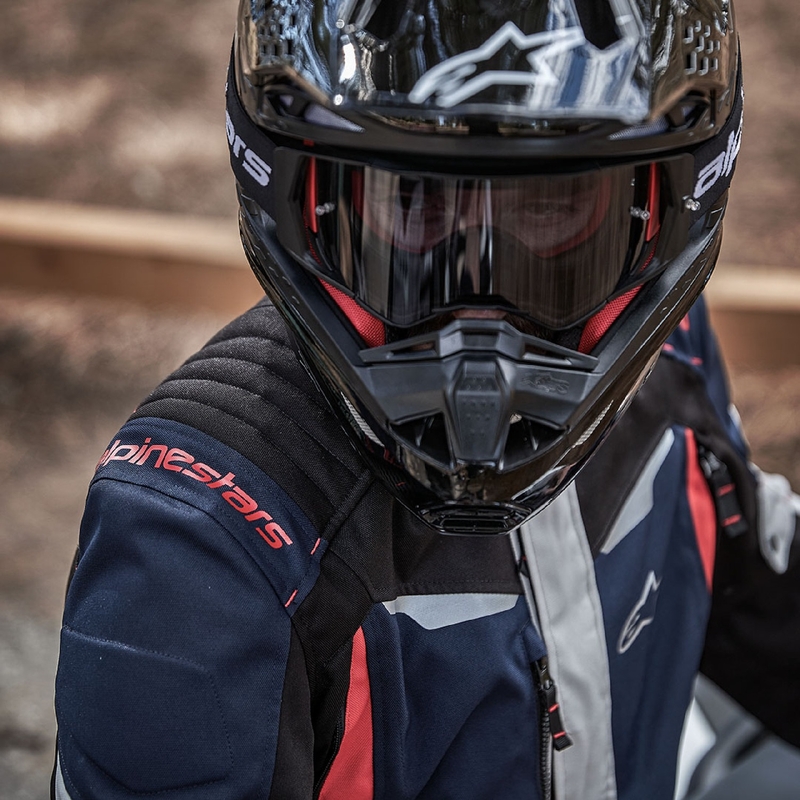 Blouson moto imperméable Alpinestars ST-1 bleu foncé-noir-rouge