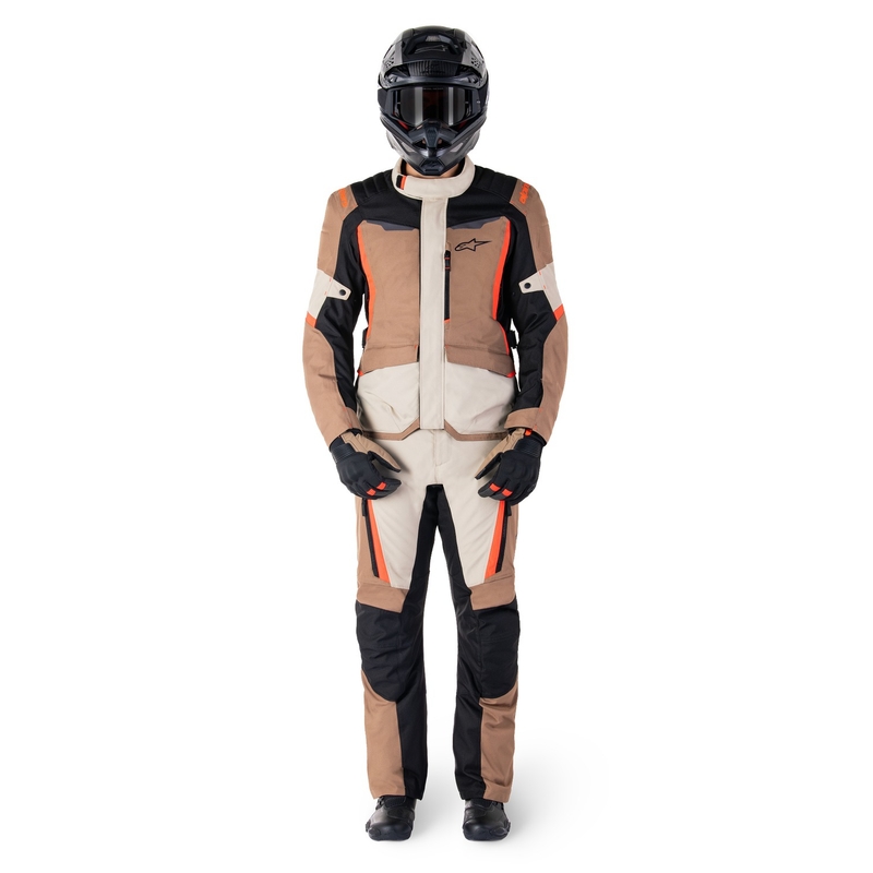 Blouson moto imperméable Alpinestars ST-1 kaki-sable-noir-rouge fluo