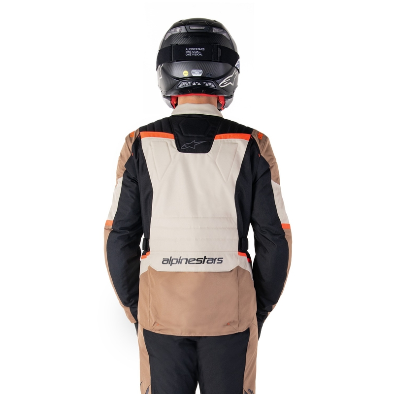 Blouson moto imperméable Alpinestars ST-1 kaki-sable-noir-rouge fluo