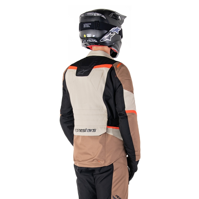 Blouson moto imperméable Alpinestars ST-1 kaki-sable-noir-rouge fluo