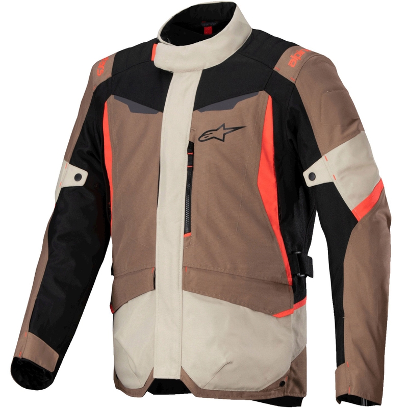 Blouson moto imperméable Alpinestars ST-1 kaki-sable-noir-rouge fluo