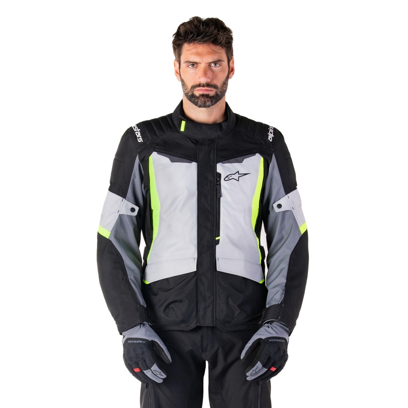 Blouson moto imperméable Alpinestars ST-1 gris-noir-jaune fluo
