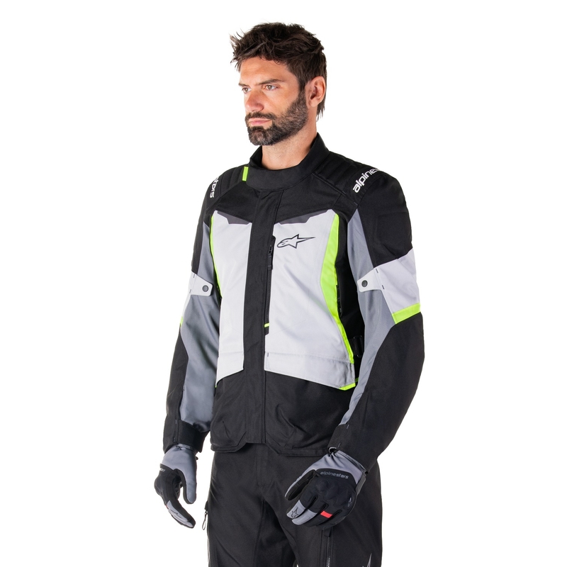 Blouson moto imperméable Alpinestars ST-1 gris-noir-jaune fluo