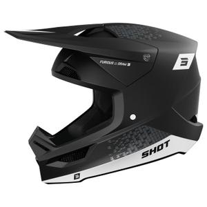 Casque cross Shot Furious Draw blanc-noir