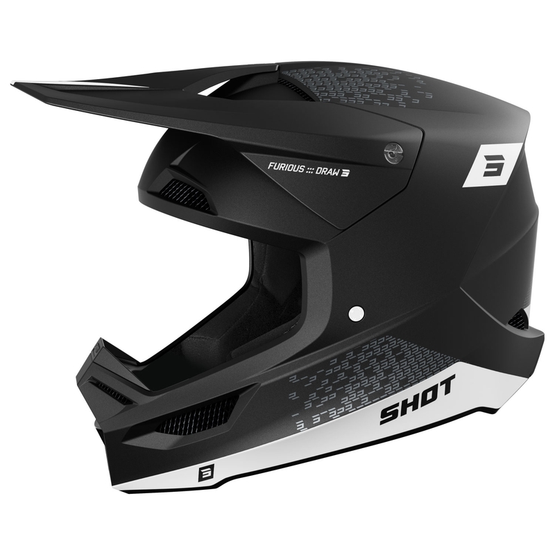 Casque cross Shot Furious Draw blanc-noir