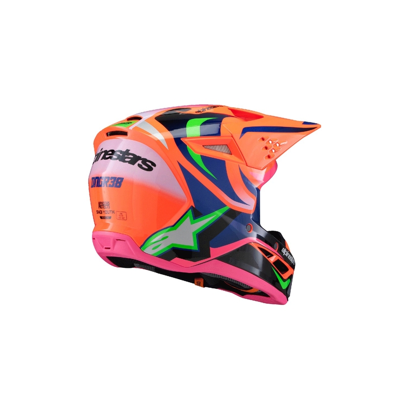 Casque motocross enfant Alpinestars S-M3 HAIDEN DEEGAN fluo orange-violet-rose-vert
