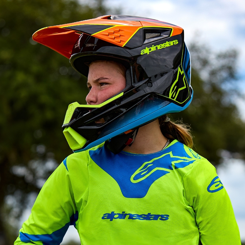 Casque motocross enfant Alpinestars S-M3 HAIDEN DEEGAN fluo orange-violet-rose-vert