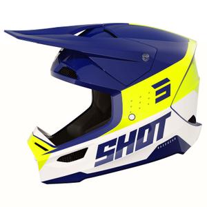 Casque cross Shot Furious League bleu-jaune fluo