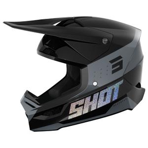 Casque moto cross Shot Furious League holographique noir