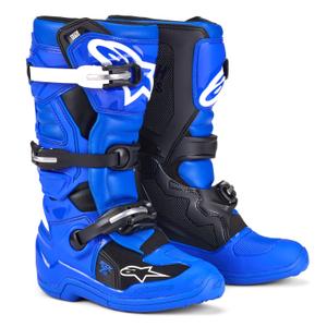 Bottes de moto Alpinestars Tech 7 S pour enfants Bleu, blanc et noir 2025