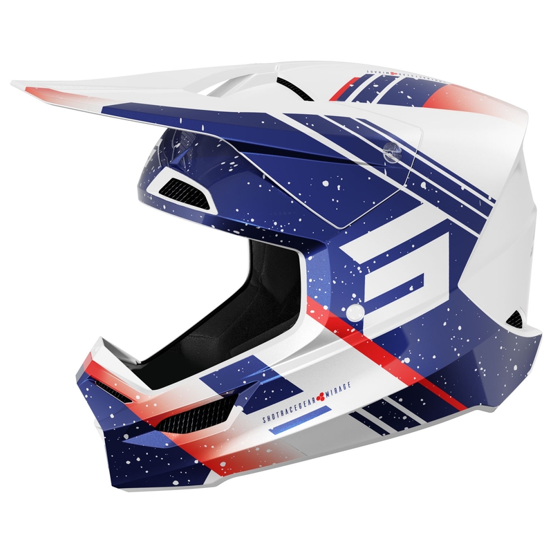 Casque cross Shot Furious Mirage bleu-rouge