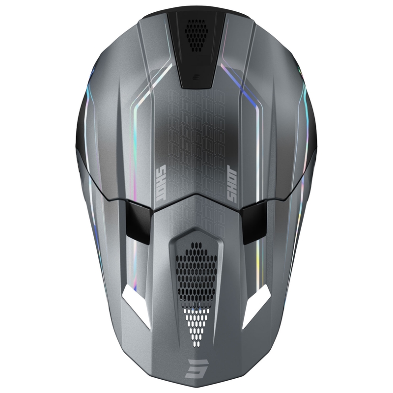 Casque cross Shot Lite Challenger gris perle holographique