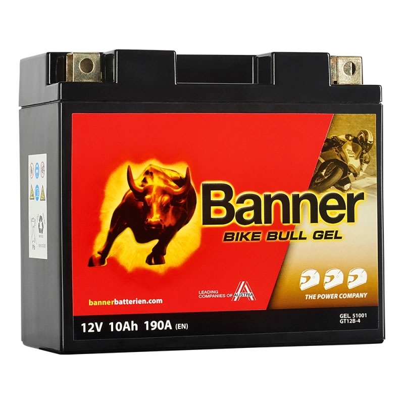 Batterie moto gel Banner Bike Bull GEL 510 01/BGT12B-4 - GT12B-4 12V, 10Ah, 190A
