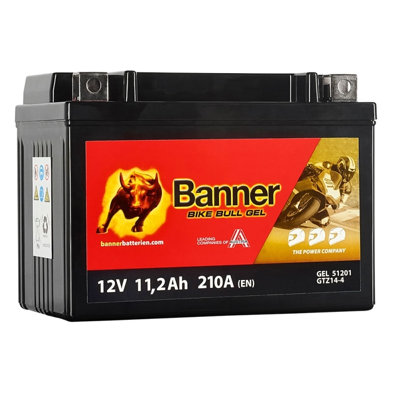 Batterie moto gel Banner Bike Bull GEL 512 01/BGTZ14-S - GTZ14-S 12V, 11.2Ah, 210A