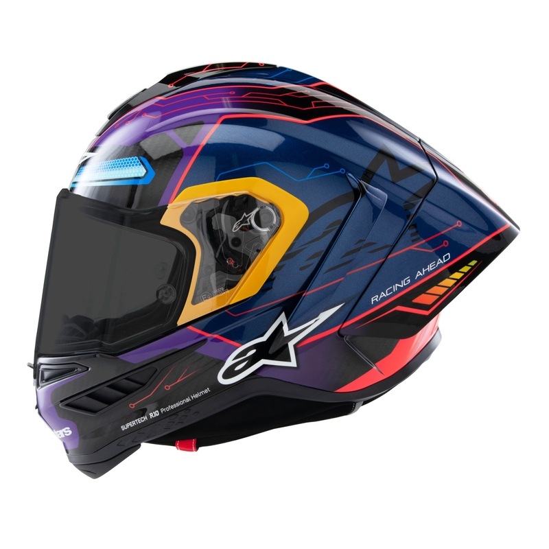 Casque Moto Intégral Alpinestars Supertech R-10 Limited Edition Martinator Jorge Martin Bleu-Violet-Rouge-Jaune