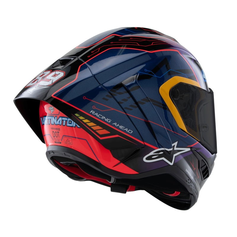 Casque Moto Intégral Alpinestars Supertech R-10 Limited Edition Martinator Jorge Martin Bleu-Violet-Rouge-Jaune