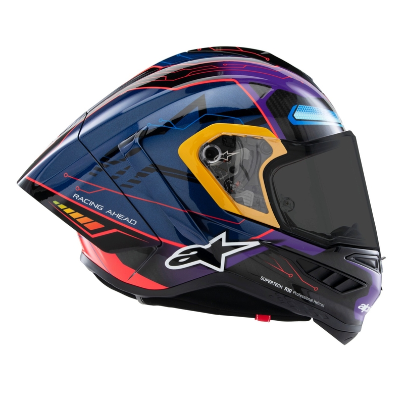 Casque Moto Intégral Alpinestars Supertech R-10 Limited Edition Martinator Jorge Martin Bleu-Violet-Rouge-Jaune
