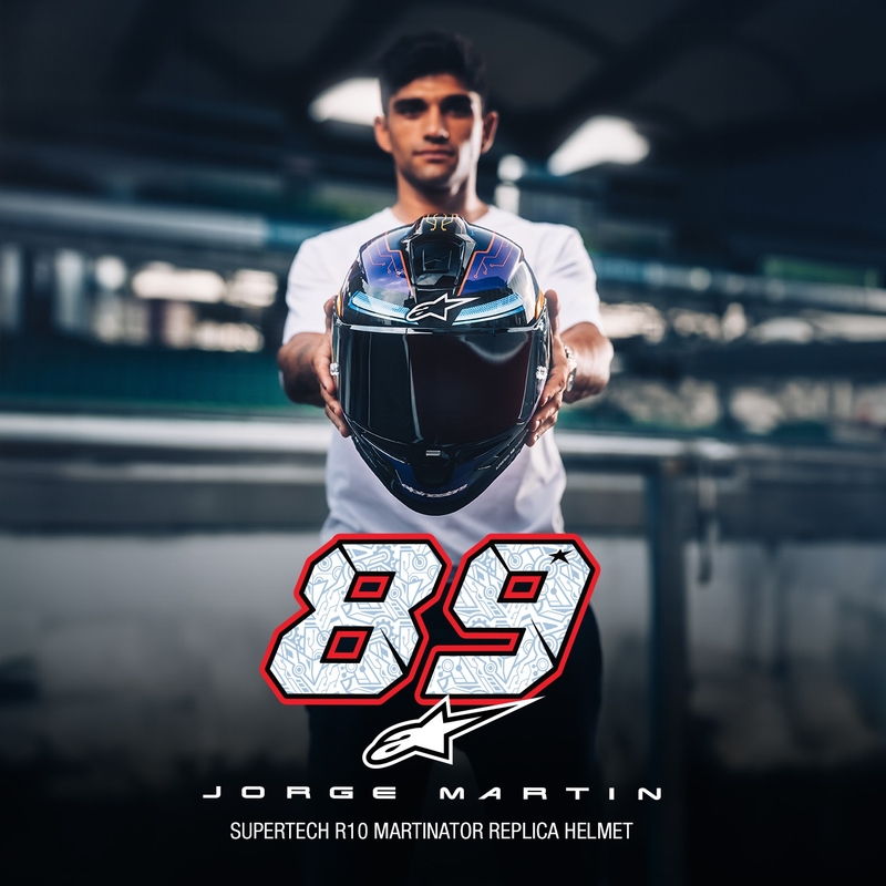 Casque Moto Intégral Alpinestars Supertech R-10 Limited Edition Martinator Jorge Martin Bleu-Violet-Rouge-Jaune