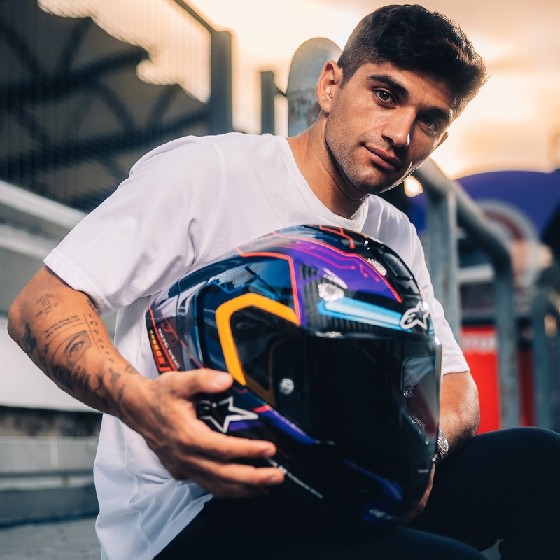 Casque Moto Intégral Alpinestars Supertech R-10 Limited Edition Martinator Jorge Martin Bleu-Violet-Rouge-Jaune