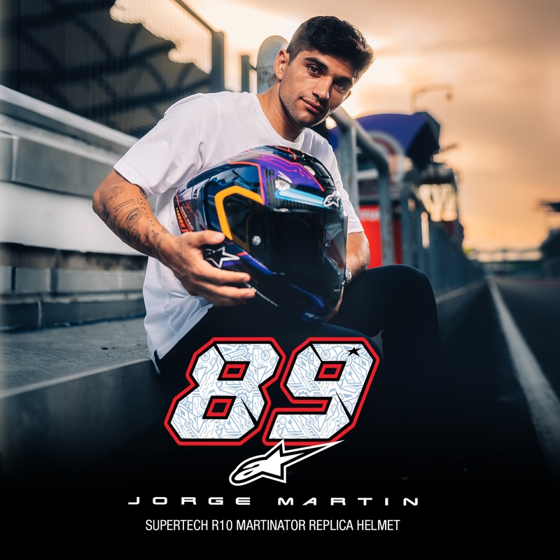 Casque Moto Intégral Alpinestars Supertech R-10 Limited Edition Martinator Jorge Martin Bleu-Violet-Rouge-Jaune