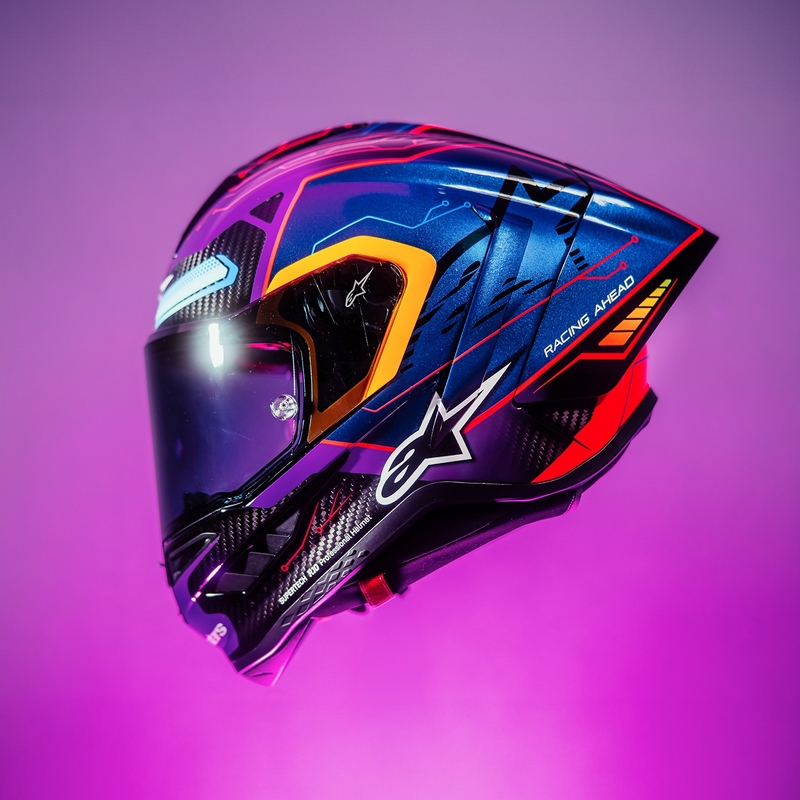 Casque Moto Intégral Alpinestars Supertech R-10 Limited Edition Martinator Jorge Martin Bleu-Violet-Rouge-Jaune