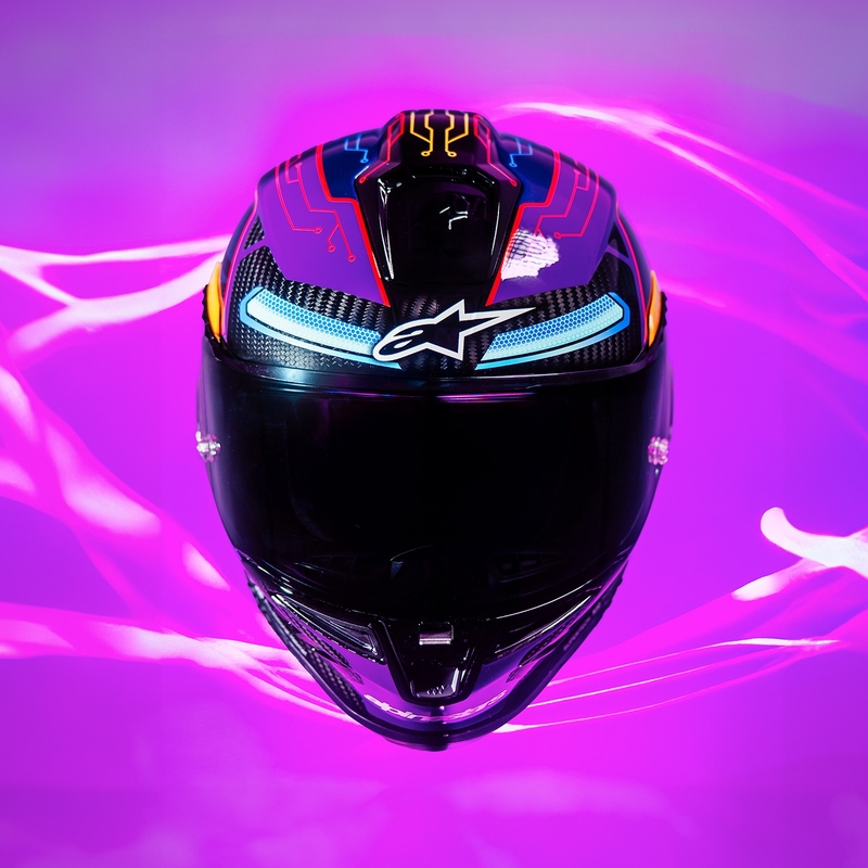 Casque Moto Intégral Alpinestars Supertech R-10 Limited Edition Martinator Jorge Martin Bleu-Violet-Rouge-Jaune