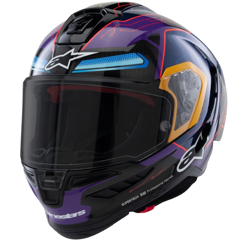 Casque Moto Intégral Alpinestars Supertech R-10 Limited Edition Martinator Jorge Martin Bleu-Violet-Rouge-Jaune
