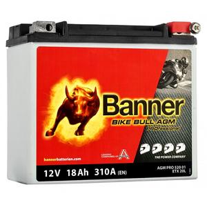 Batterie moto sans entretien Banner Bike Bull AGM PRO 520 01/BETX20L - ETX20L 12V, 18Ah, 310A