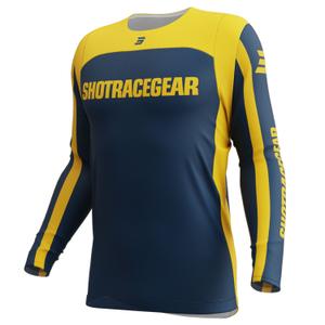 Maillot cross Shot Contact Mythic bleu-jaune