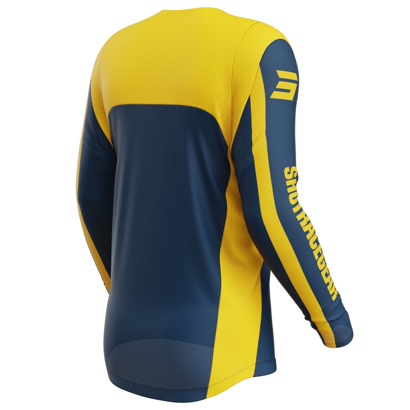 Maillot cross Shot Contact Mythic bleu-jaune