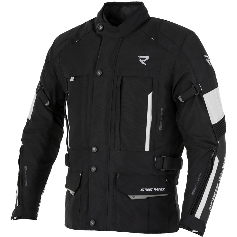 Veste de moto Street Racer Hilax noir-gris