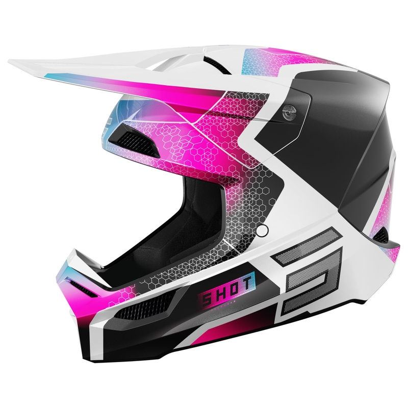 Casque de motocross enfant Shot Furious Phaser noir-bleu-rose