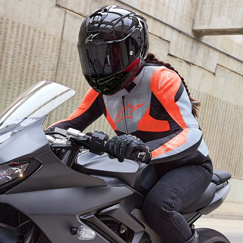 Blouson moto femme Alpinestars Stella T-Jaws 4 Waterproof noir-gris-rouge fluo