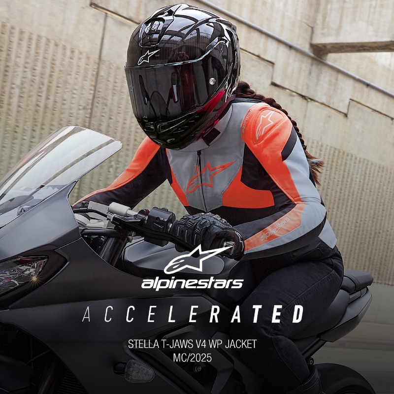 Blouson moto femme Alpinestars Stella T-Jaws 4 Waterproof noir-gris-rouge fluo