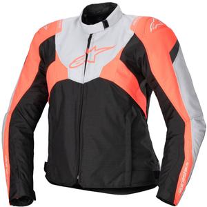 Blouson moto femme Alpinestars Stella T-Jaws 4 Waterproof noir-gris-rouge fluo