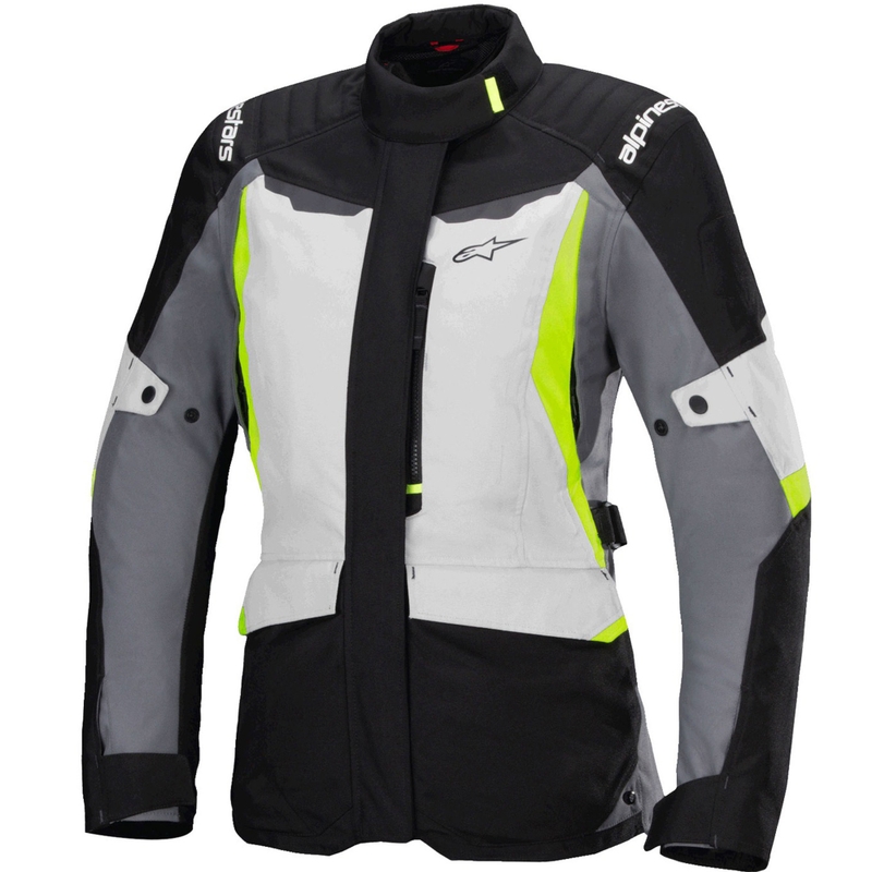 Blouson moto femme Alpinestars Stella ST-1 Waterproof gris-noir-jaune fluo