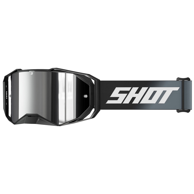 Lunettes de motocross Shot Lite Solid noir avec plexiglas iridium argenté
